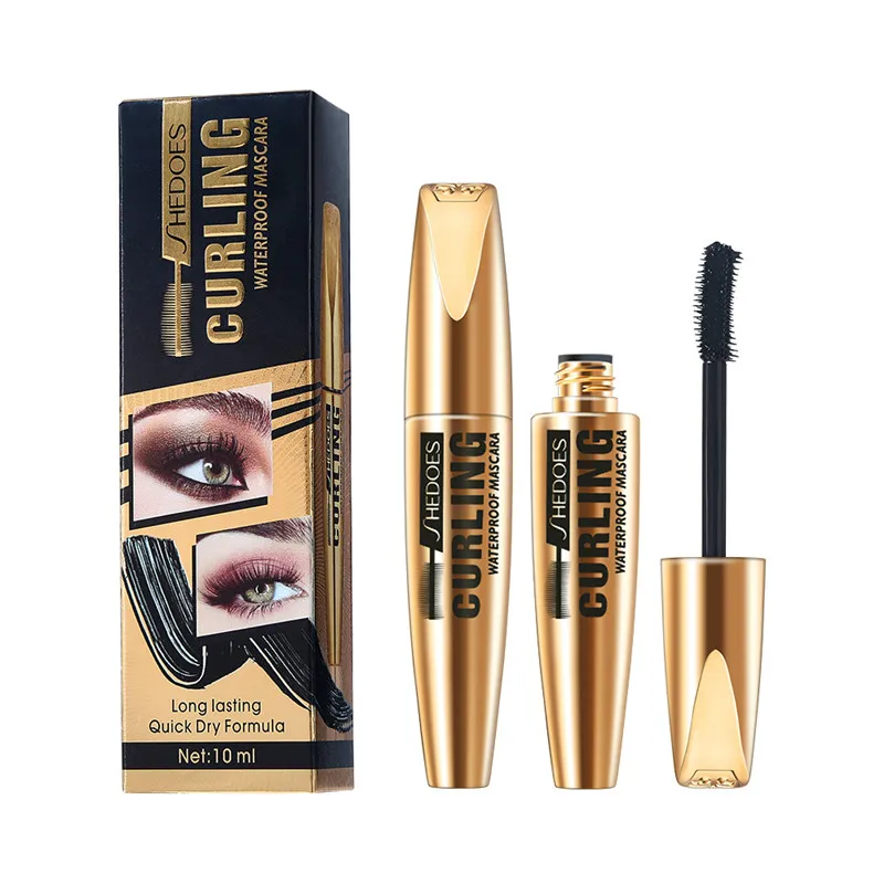 Mascara doux bouclé épais Mascara professionnel Shedo imperméable à l'eau allongeant les cils sans décoloration Mascara de teinture 4D durable pour femme