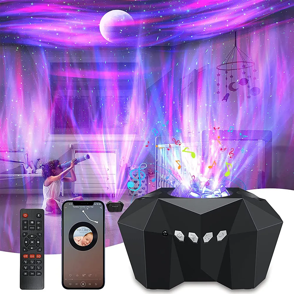 Nowości Star Lights Aurora Galaxy Moon Projector z zdalnym kontrolą Sky Night Lampy dla dzieci dorośli prezent Bluetooth muzyka głośnik wystrój domu 230821