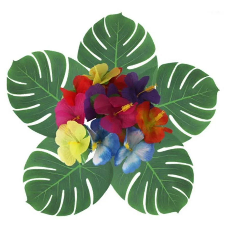 シミュレーションリーフ人工植物葉ヤシの木ハワイジャングルビーチテーマパーティー装飾熱帯雨林テーマイベント1224p