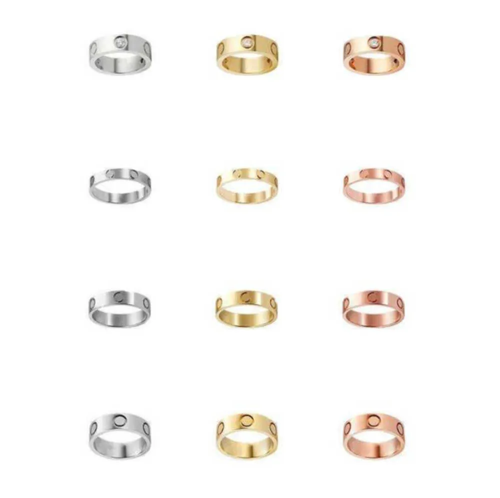 Liefde ringen dames designer paar sieraden band titanium staal met diamanten casual mode street klassieke gouden zilveren rose optionele maat