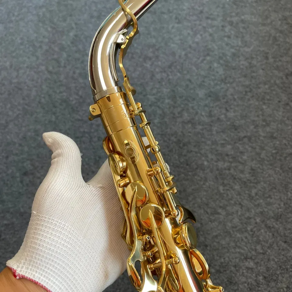 High-End Original O37 en-till-en-strukturmodell Drop E-Tune Professional Alto Saxophone White Copper Tube Body Gold-Plated Sax