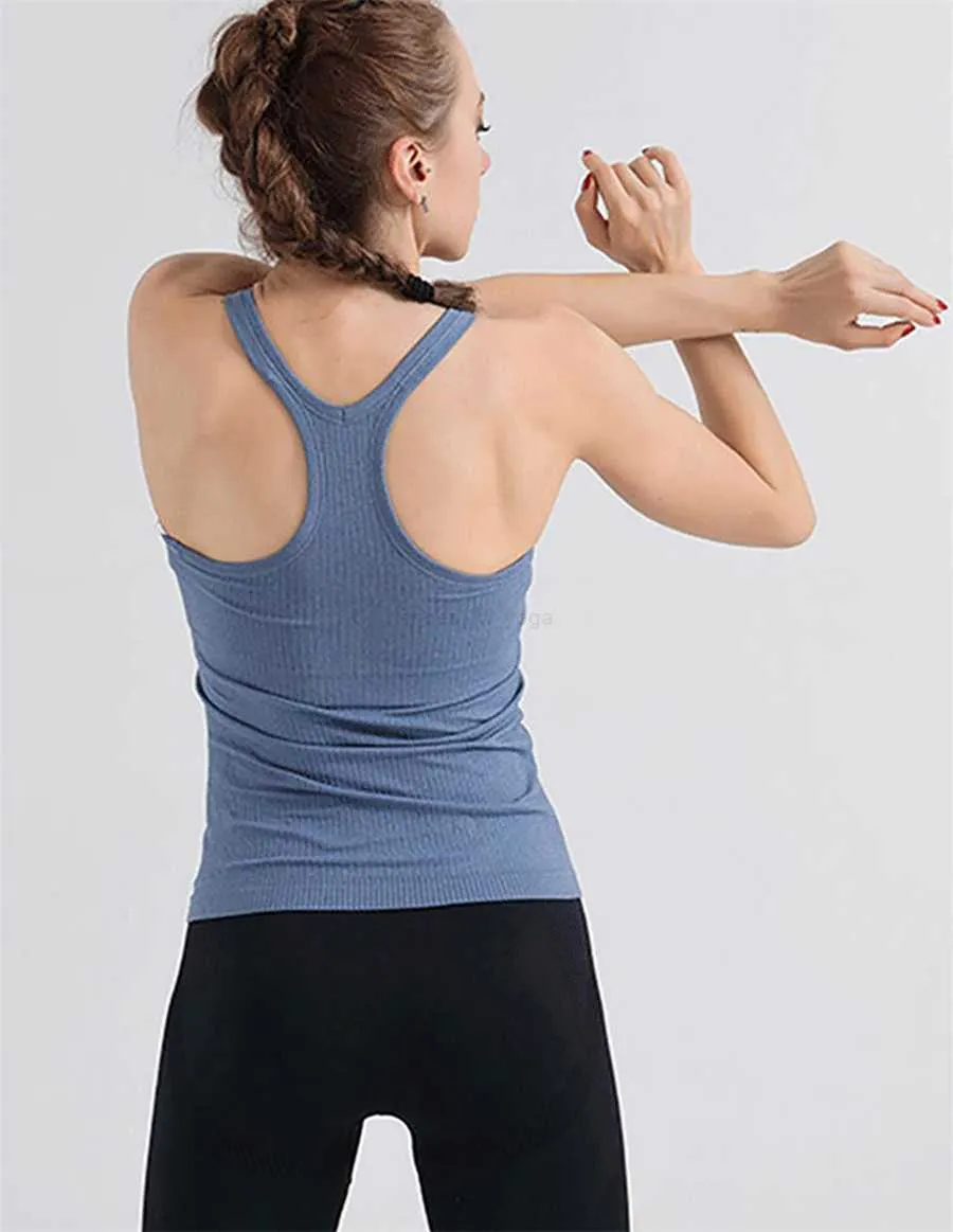 LL-MK-004 yoga vest women's with chest pad slimming European and American quick-drying sports running large size fitness top please check the size chart to buy