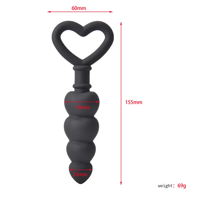 Silicone Heart Beads Soft Anal Plug Balls G-Spot Massager Stimulating Butt Plugs Adult Product_voghion.com