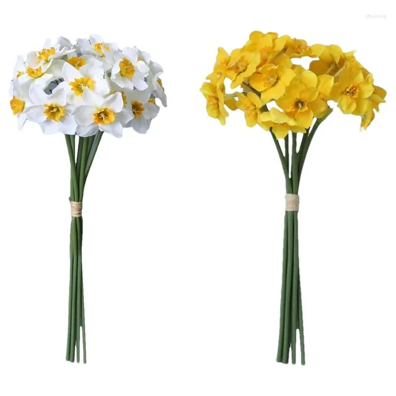 Dekorative Blumen künstliche Narzissen Blumenbouquet gefälschte Desktop -Dekoration Wirklicher Touch für Frühlingsgirlandende Deckendekoration