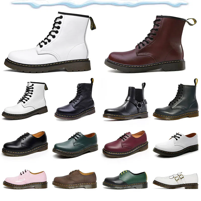 Top designer masculino Botas de moda Patente Couro sobre o joelho Martin Boot Luxurys Doc Martens Classic tornozelo Doctor Booties de neve Tamanho 36-45