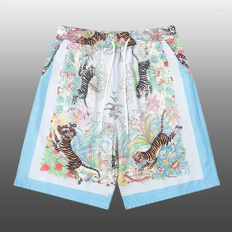 Men's Shorts Casual Hawaiian Harajuku Hip Beach Hop Holiday Animal Tiger Streetwear Men Bermudas Masculino