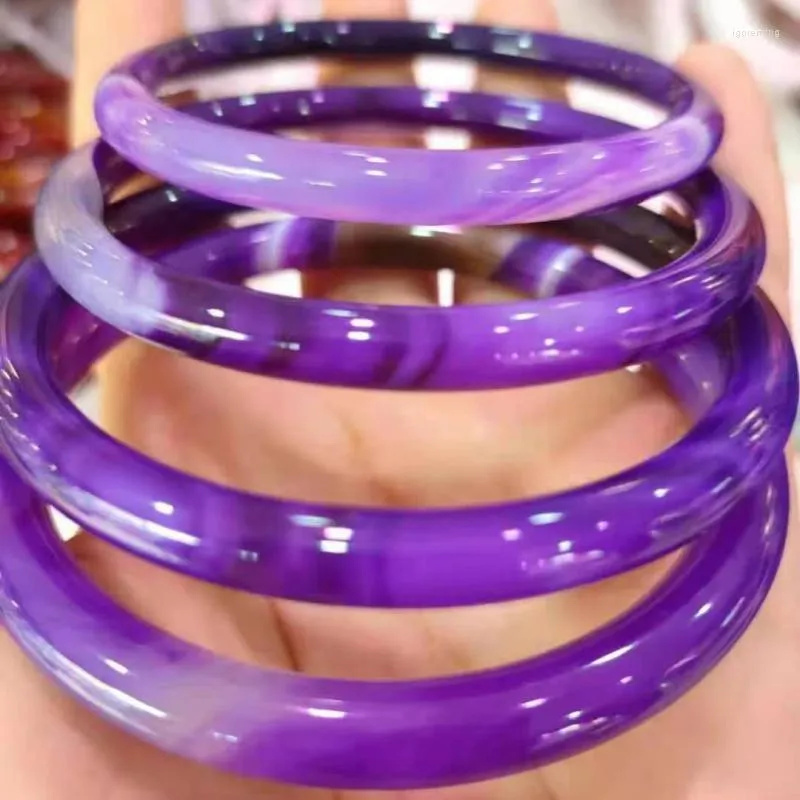 Bileklik Sertifika Gönder Doğal Jades Bangles Kadın Güzel Takı Aksesuarları Mor Agate Jadeite Bilezikler Kız Arkadaş Anne Hediyeler