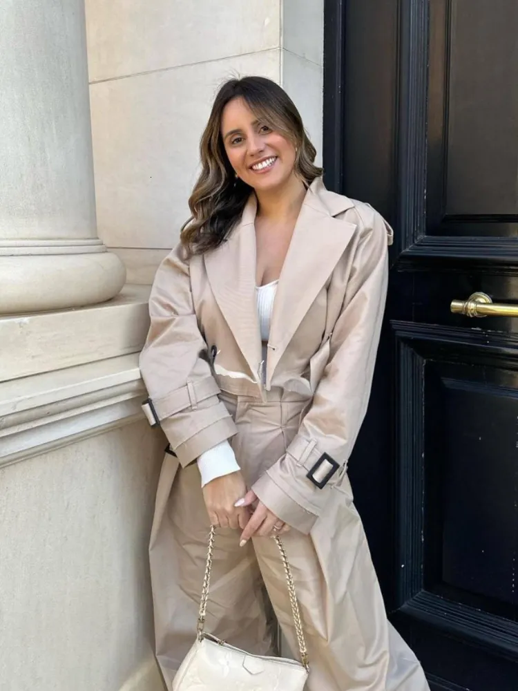 Oversized Khaki Margiela Trench Coat For Women Short Sleeve Oversized Khaki Margiela Trench Coat For Women Short Sleeve