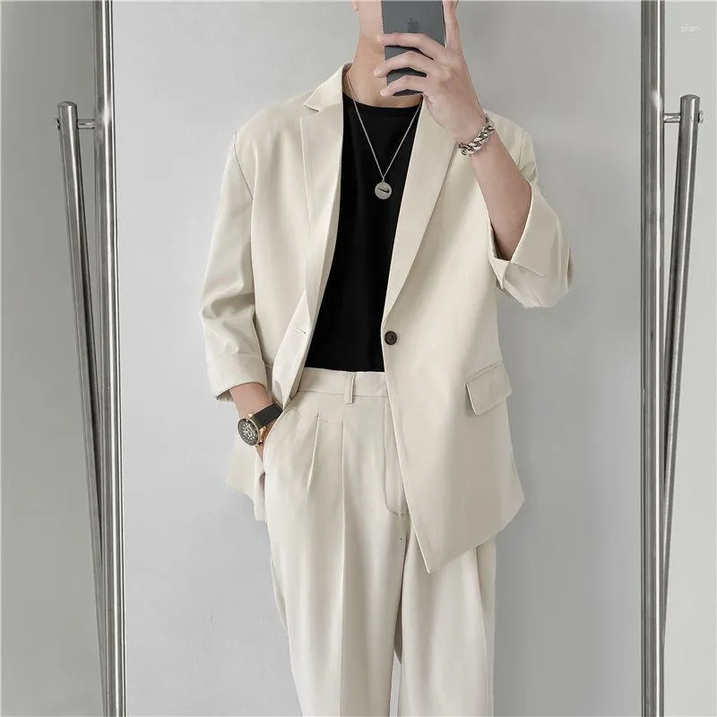 Men's Suits Spring Summer British Style Formal Blazer Men Korean Fashion Loose Casual Dress Jacket Harajuku Social Suit M-2XL