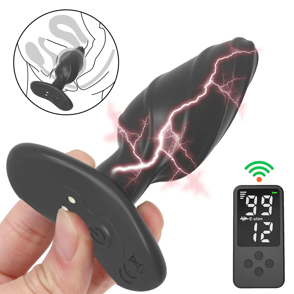 Anal Toys Electric Shock Plug GSPOT Vaginal Massager Trådlös fjärrkontroll Sex Shop 12 Modes Masturbator For Men Women 230821