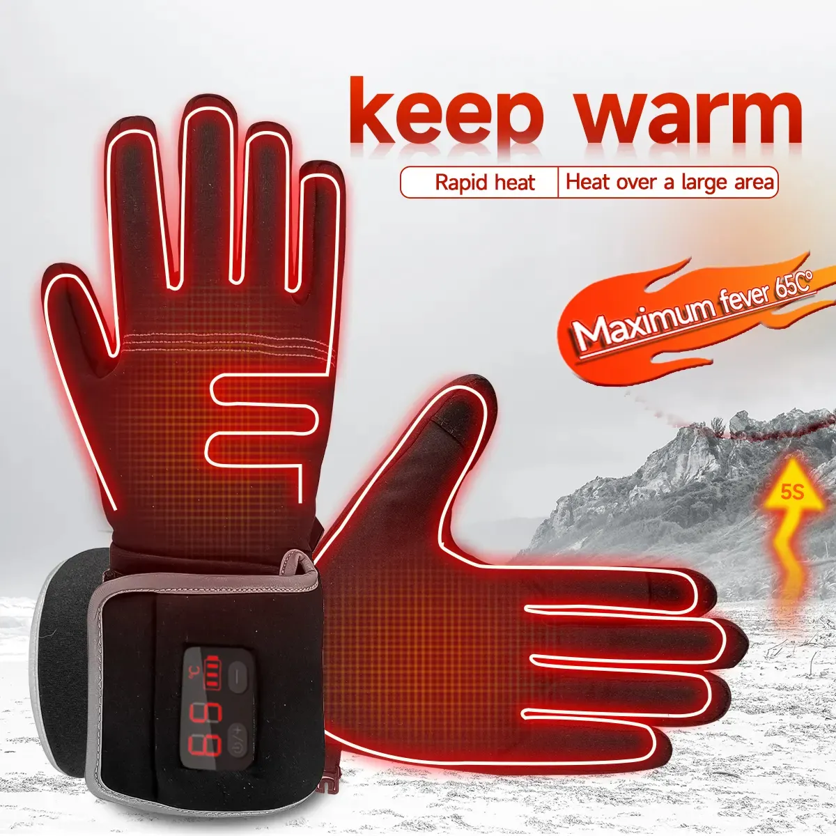 Gants De Sport Batterie Rechargeable Hiver Chauffé Pour Hommes