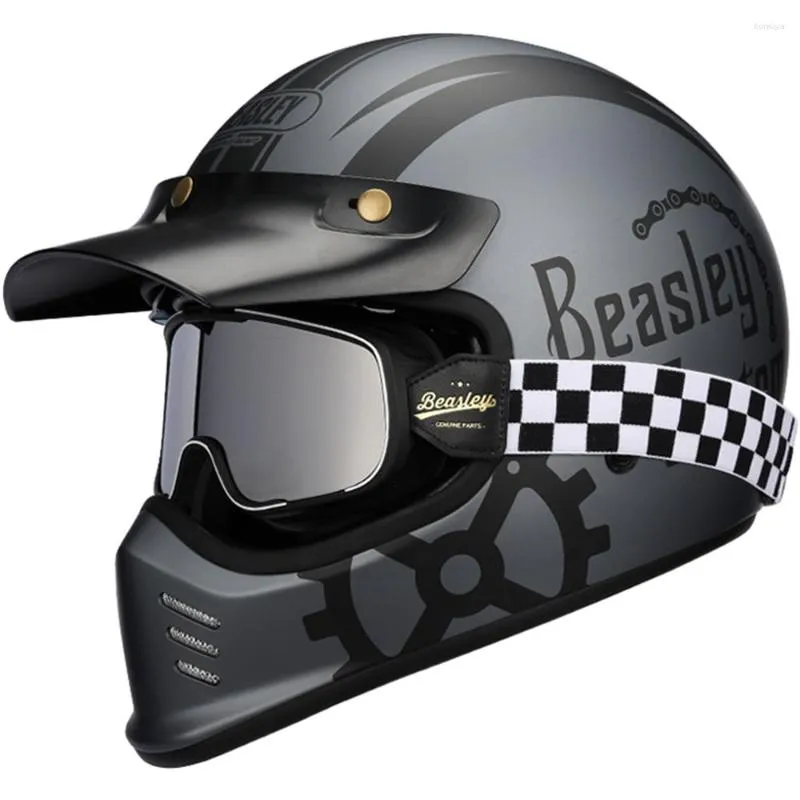 Casques de moto casque hommes femmes Motocross rétro Vintage intégral certifié DOT Moto oreille vélo professionnel