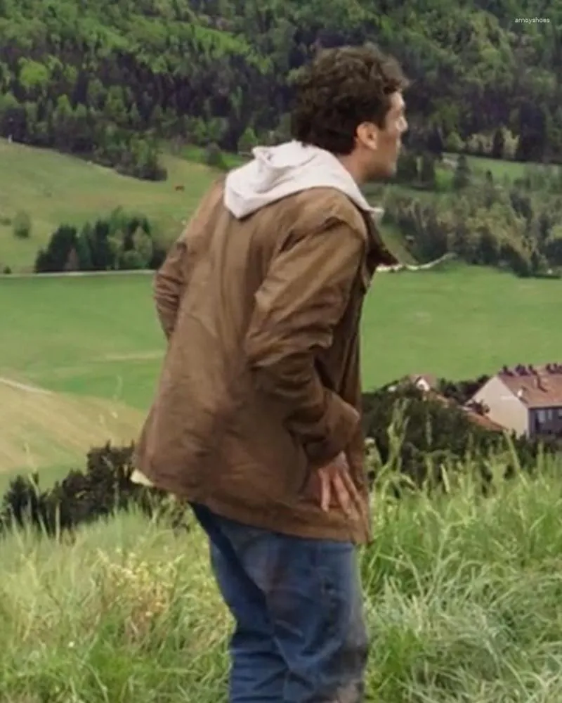 Vestes pour hommes Le magasin fait ses propres films d'automne et d'hiver même brun foncé couleur unie avec veste de boutons de chapeau gris