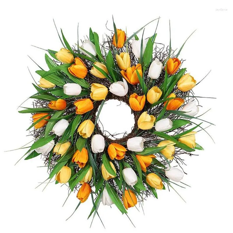 Decoratieve bloemen kunstmatige tulp krans deur hangende bord valentijnsdag gelukkige paasmuur decor lente slinger wiet festivalkamer