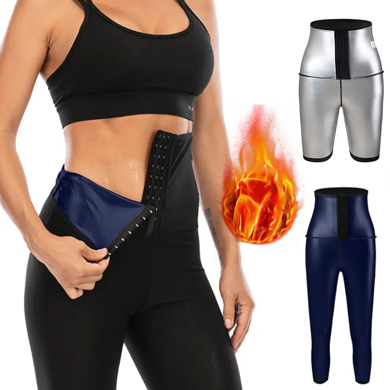 Waist Tummy Shaper Sweat Pants Sauna Effect Slimming Shapewear Women Buckle Hip Lifter High Tight Shorts Fitness Gym Body Leggings 230821