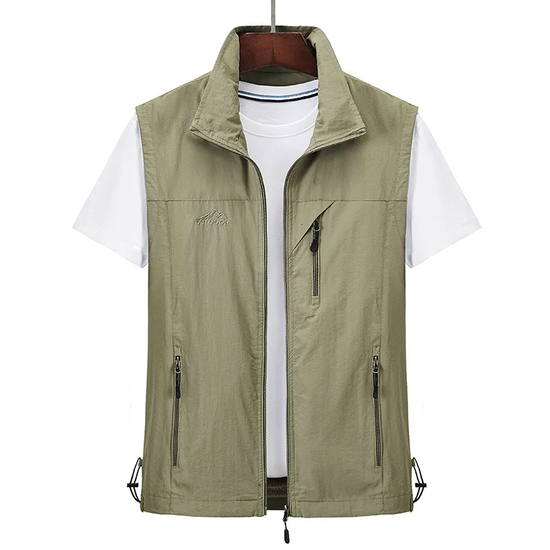 Men's Vests Spring Mens Outdoor Vests Multi-pockets Hiking Work Pography Vest Man Fish Vest Waterproof Breathable Waistcoat Big 7XL 230822