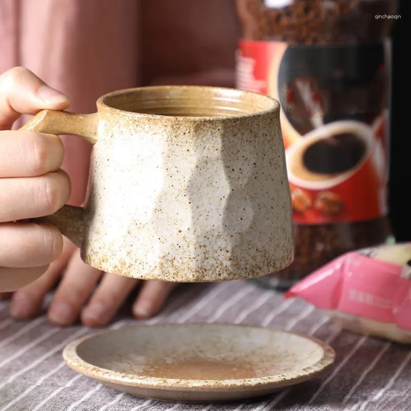 Tassen Vintage Keramik Kaffee Tasse Saucer Set handgefertigt japanischer Stil Stoare Cup Home Office Frühstück Milk Tee Geschenke 300m