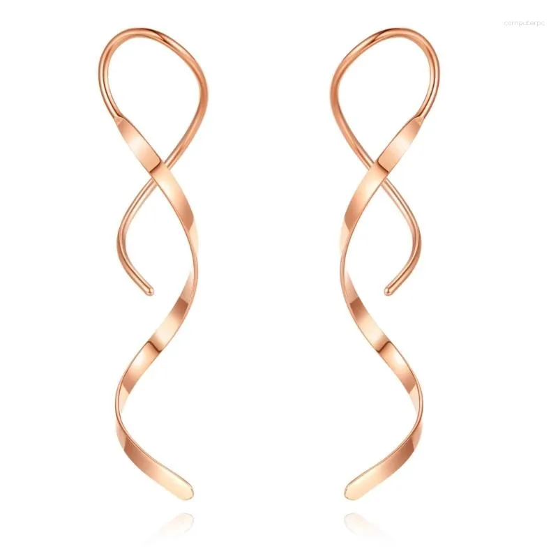 Boucles d'oreilles pendantes XXFD en acier inoxydable, ligne d'oreille irrégulière, enfileur en spirale, bijoux de fête pour filles