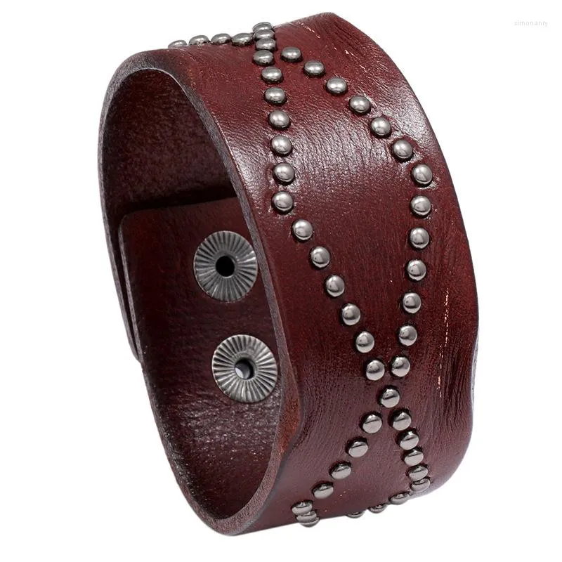 Bracelet mode hommes Bracelet en cuir manchette ouverte corde bracelets large noir marron couleur Vintage Punk unisexe bijoux