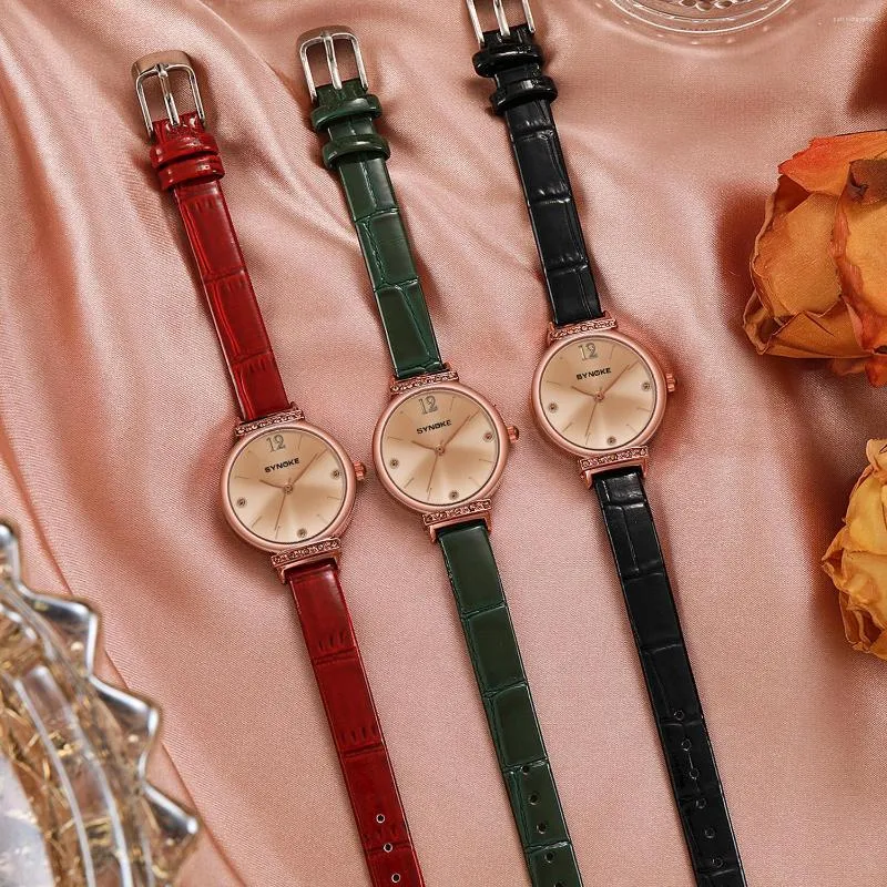 Orologi da polso sinoke donne di lusso guardano la moda in pelle quarzo semplice abito retrò orologio da donna casual orologio da polso