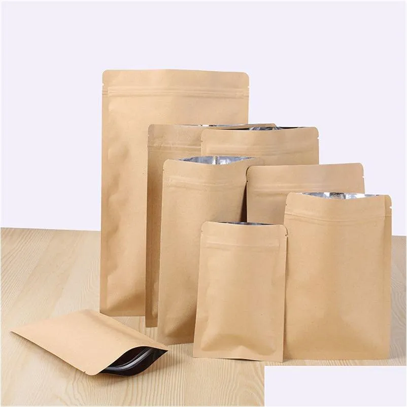 Packing Bags Wholesale Kraft Paper Mylar Storage Self Seal Pouches Aluminum Foil Heat Packaging Bag Lx0764 Drop Delivery Office School Dhqfs