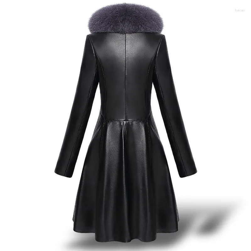 Veste en cuir pour femmes en peau de mouton véritable femmes col de fourrure manteaux d'apprentissage chaud mince vers le bas coton femmes vestes Mujer Chaq2023