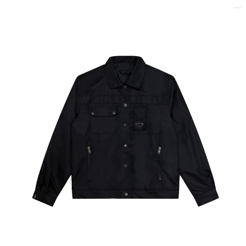 Men's Jackets 2023 Autumn Polo Neck Nylon Long Sleeve Jacket For Fashion Versatile Multi Pocket Workwear Black High Quality Coat
