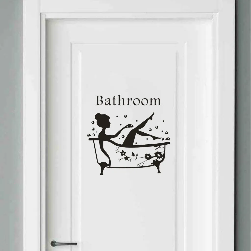 Vägg klistermärken badrum klistermärke toalettdekor vardagsrum skåp hem dekoration dekor förskönar självhäftande väggmålning wc skylt dörr 230822