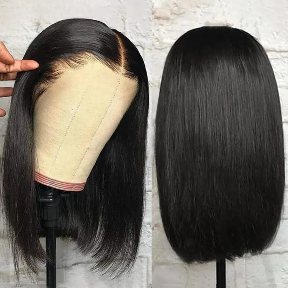 Glueless 13X4 Short Straight Bob Wig HD Transparent Human Hair Lace Front Wigs for Women on Sale PrePlucked Isee Brazilian Hair