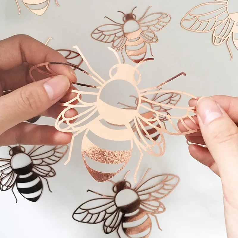 Wall Stickers 12Pcs 3D Hollow Bee For Childrens Room Decorative Vinyl Sticker Wedding Decor Home 230822
