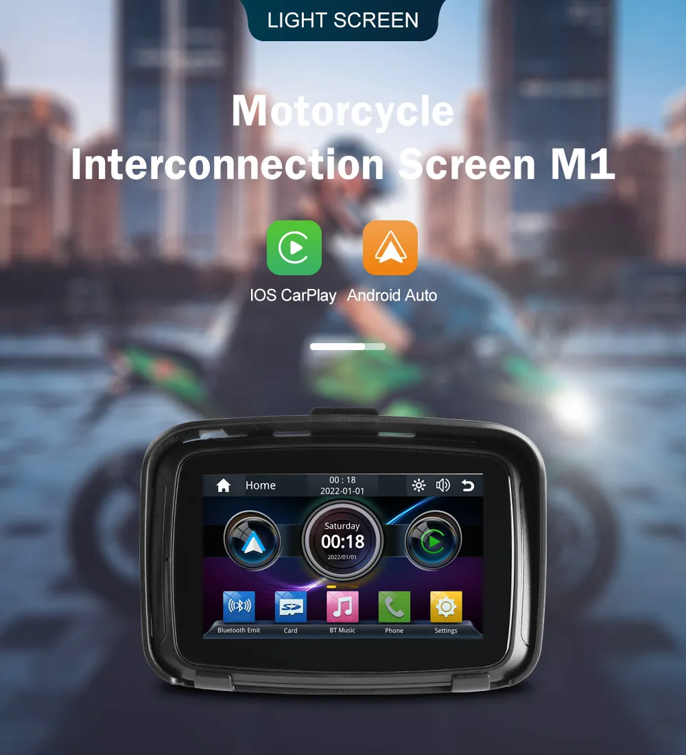 Straße Top 5 Zoll Wasserdichtes Drahtloses Android Auto Apple CarPlay  Bildschirm Für Motorradauto Navigation Stereoempfänger Bluetooth Monitor  Von 119,32 €