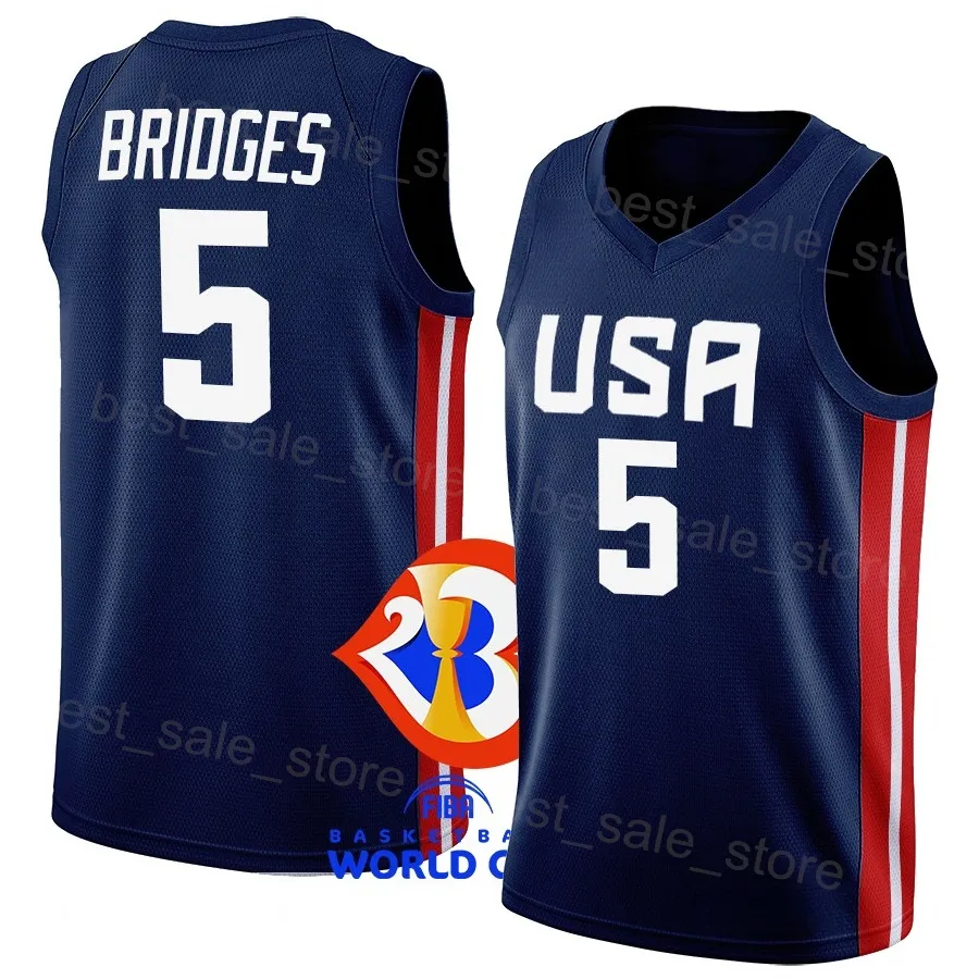 Printed America Basketball US 14 Walker Kessler Jerseys World Cup 12 Josh Hart 4 Tyrese Haliburton 11 Jalen Brunson 15 Austin Reaves 9 Bobby Portis 5