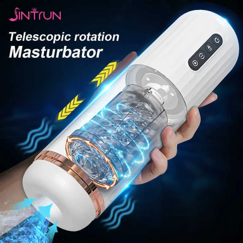 Massager Automatisk manlig Masturbator BlowjobMachine Sug Roterande teleskopisk verklig vaginal MasturbationCup för män vuxen