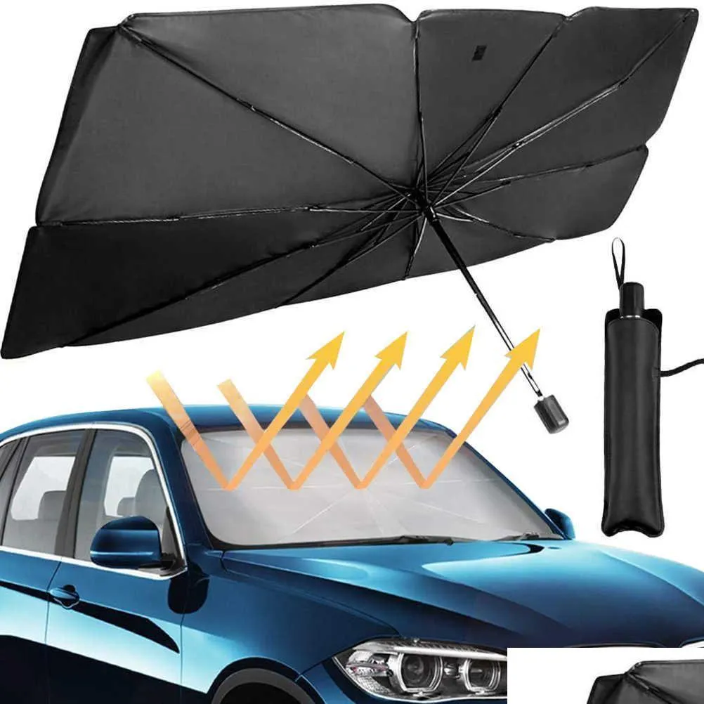 Auto Sonnenschutz 125 cm 145 cm faltbare Windschutzscheibe Sonnenschatten Regenschirm Uv er Wärme Insation Frontfenster Innenschutz Drop Lieferung M DHVKB