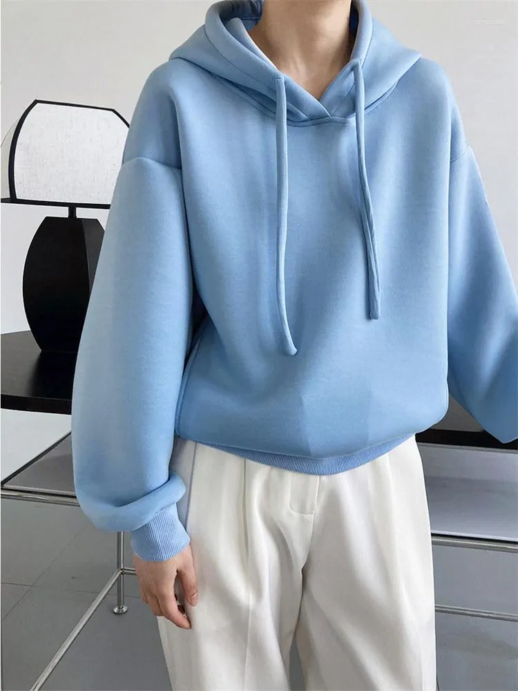 Korean Style White Blue Hoodie Women With Drawstring And Pocket