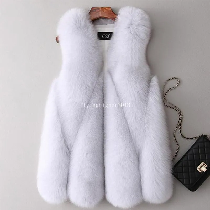 Diamond Faux Fur Plat kamizelki Kobiety zimowe ciepłe obciążenie luksusowe luksusowe fur