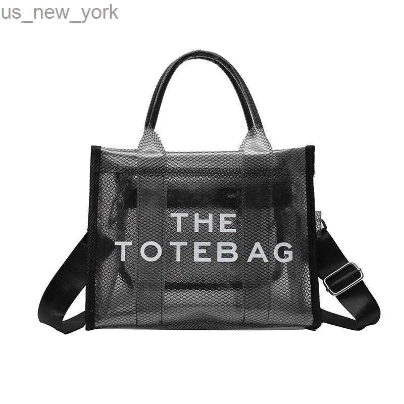 Totes Pvc Clear Duża markowa marka TOTE Designer Casual Tote Mesh torebki na ramię galaretka przezroczystą kobietę ręczną torbę dla kobiet HKD230822