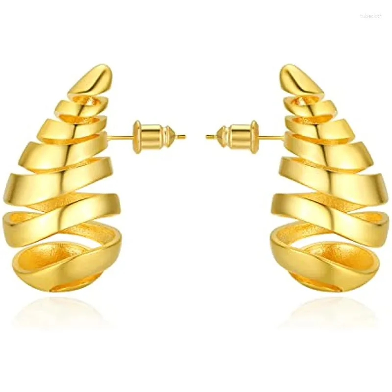 Studörhängen Spiral Hollow Waterdrop for Women Girls 2023 Lätt stretchbar Chunky Open Hoops Fashion Jewelry Gifts