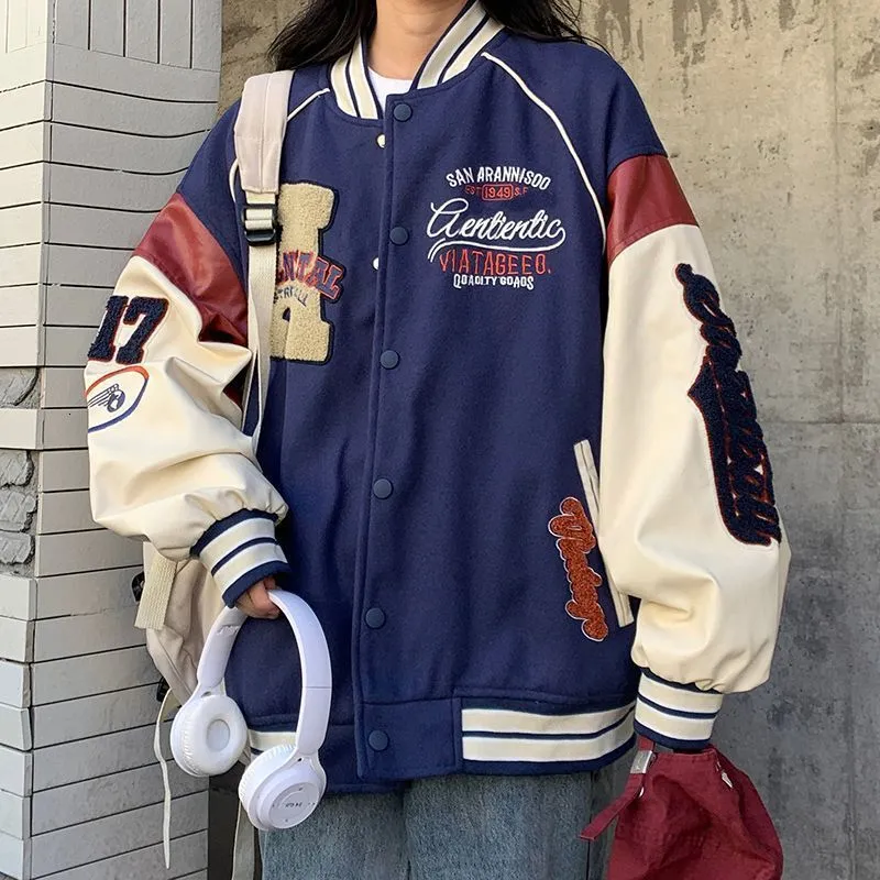 Veste De Baseball À La Mode Pour Femmes Veste Universitaire Brodée