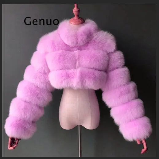 Dames fur faux luxe nertsen jattes dames winter top mode roze faux jas elegant dikke warme bovenkleding nep vrouw jas 230822