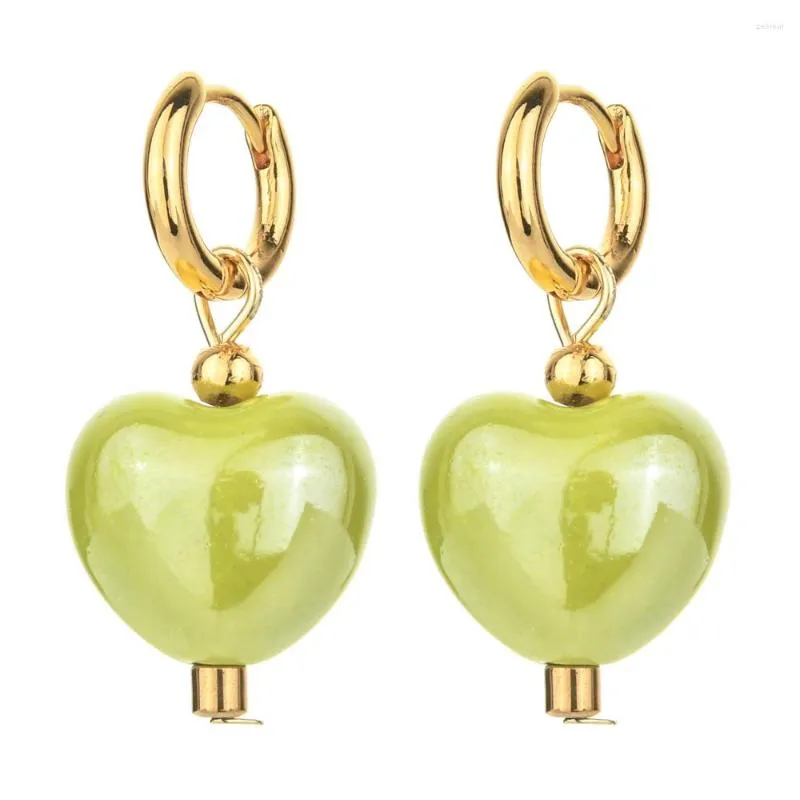 Boucles d'oreilles cerceau mode Bijoux de mariage coeur amour céramique pour femmes pendentif boucle d'oreille argile élégant dames fête cadeau Bijoux