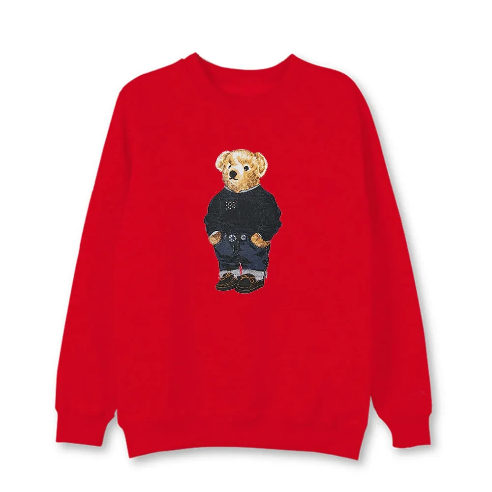 2021SS Тот же свитер с круглым вырезом, рубашка с флагом и принтом, футболка с медведем, милый топ с длинными рукавами, весенне-осенний стандартный размер США, S-XXL277S