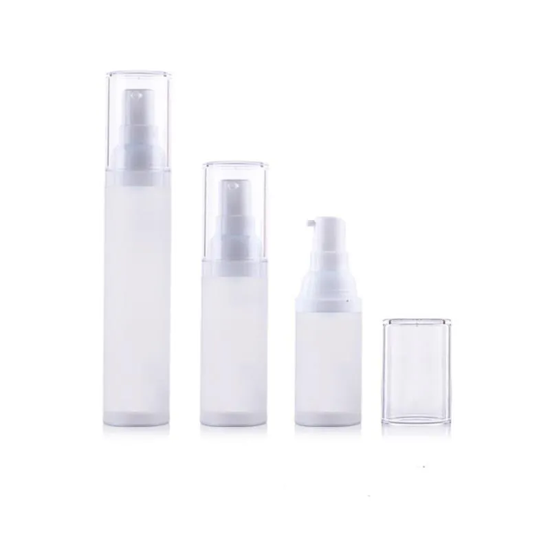 10pcs/lote 20ml 30ml 50ml garrafas de animais de estimação de plástico vazias loção de toner fosco garrafa de bomba de vácuo sem ar para viagens por atacado EB53 sxdmj