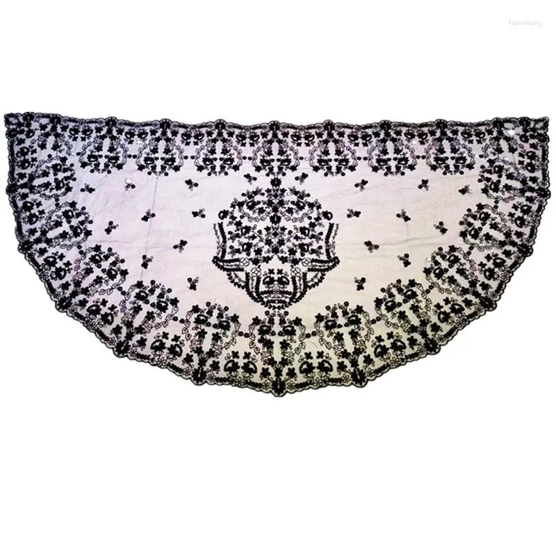 Vêtement ethnique grande taille demi-lune broderie femme voile tête couvrant chapelle châle dentelle mantille