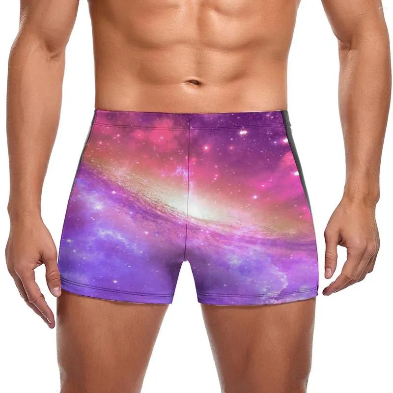 Swimons pour hommes colorés pourpre étoiles de natation des troncs galaxies imprimées boxers de natation secs rapides push up