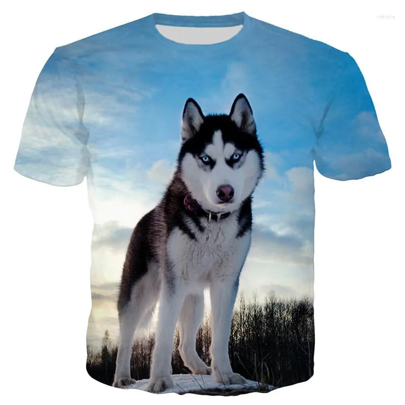 Męskie koszule zabawne psa psa T-shirty Husky Animal 3D Print Streetwear Men Mężczyznę Kobiet Modne Koszulę Krótkie Tusze