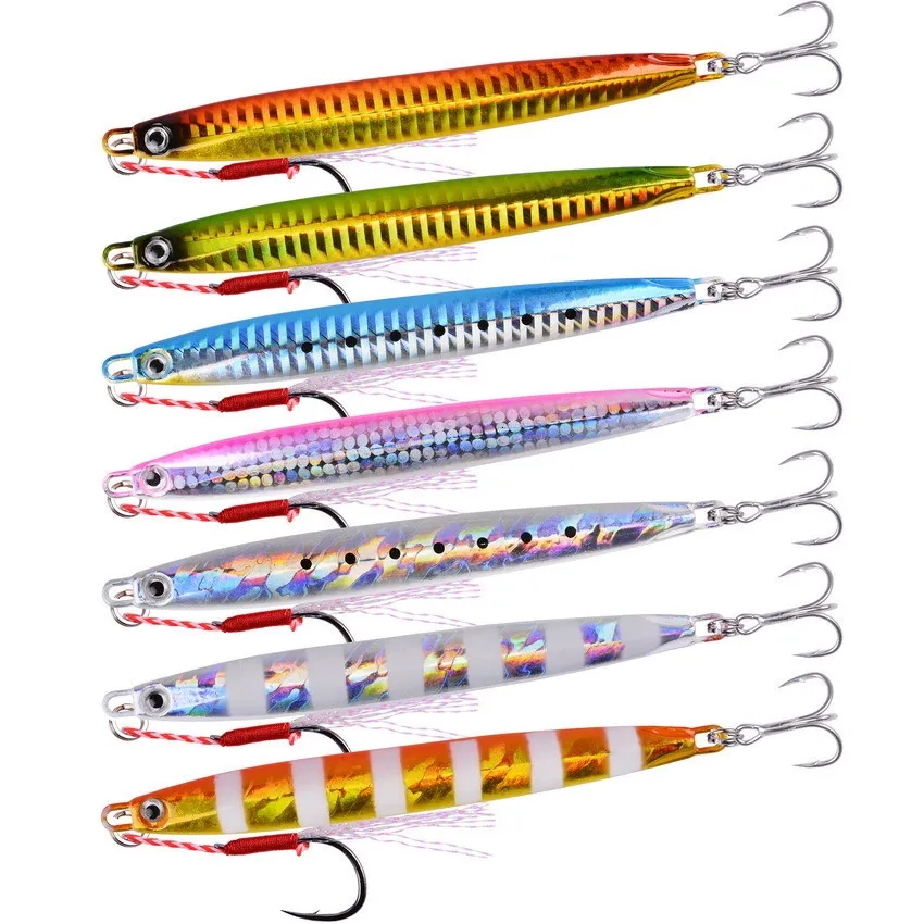 Appâts Leurres 7 pièces Super mince SSZ métal coulée gabarits 10G 20G 30G 40G Shore Drag Cast Jigging cuillère pêche en mer leurre appât artificiel 230821