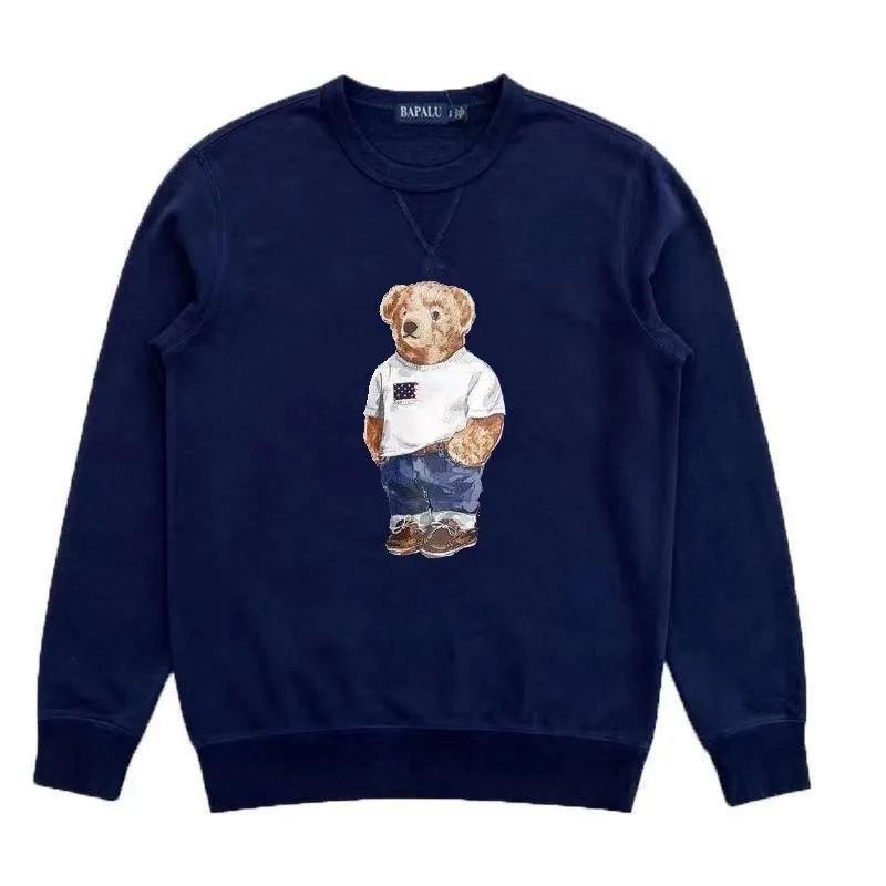 2021SS new cartoon loose round neck print bear plush long sleeve pullover bear t-shirtXXL