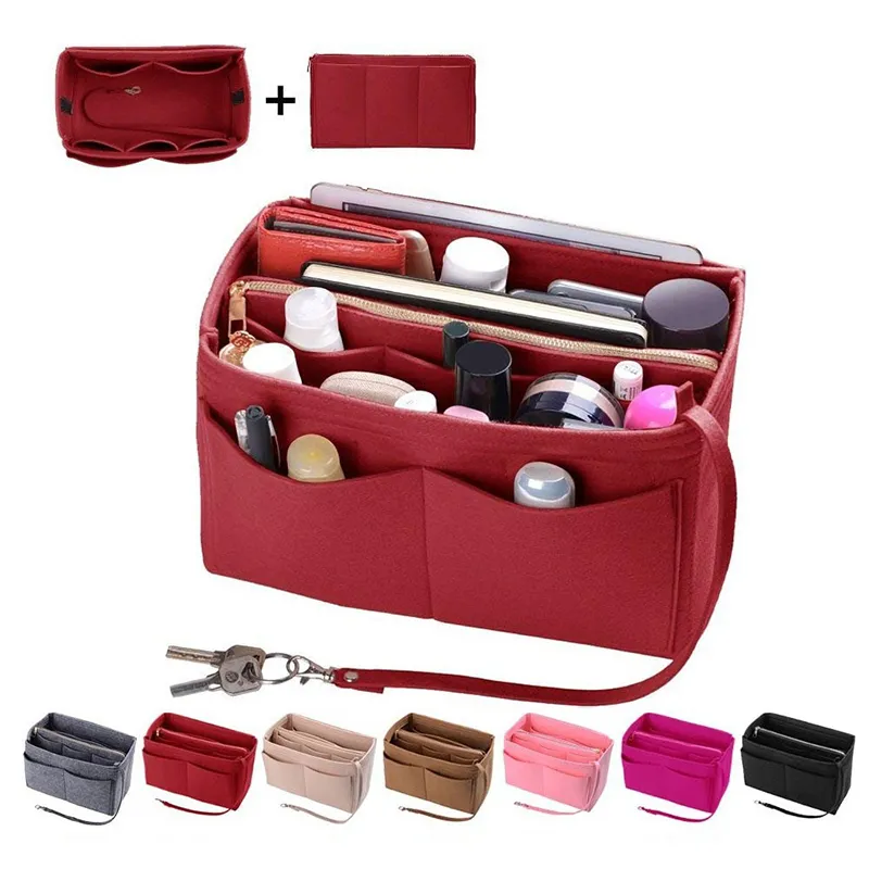 Sacs à cosmétiques Case's Fashion Style Maquillage Organisateur Feutre Insert Sac Pour Sac À Main Voyage Intérieur Sac À Main Portable Packge Fit Divers 230821