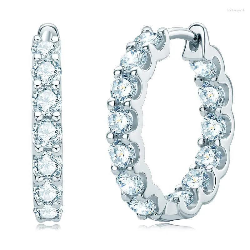 Pendientes de tuerca de 2,6 CT para mujer, pendiente de moissanita de Color D, aro de oro blanco Chapado en plata esterlina 925, joyería para fiesta y boda